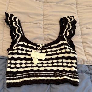 Z Supply Black and White Patterned Crop Top